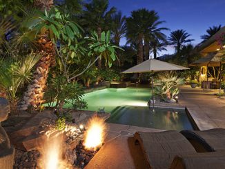 Luxury villa at night time