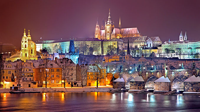 prague praha winter night
