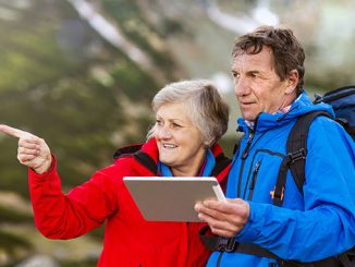 senior couple hiking