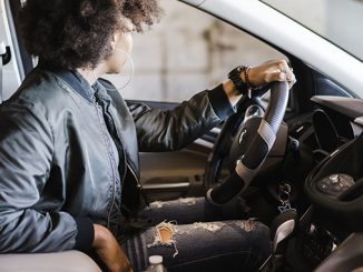 woman driving a car