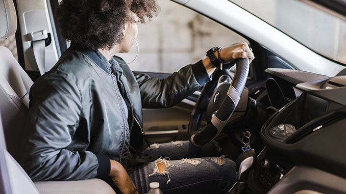 woman driving a car